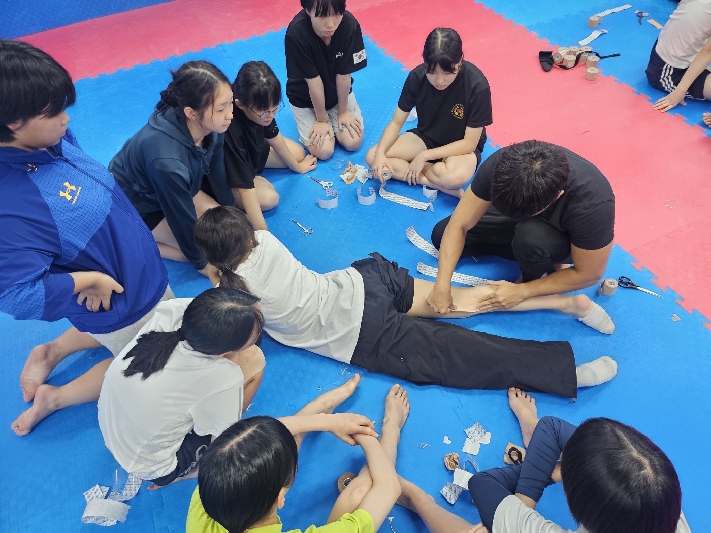 석포여자중학교 태권도 선수팀 의무지원 및 안전 교육 실시